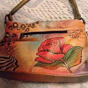 ANUSCHKA LEATHER ROSES, BUTTERFLY SHOULDER BAG SZ. MED